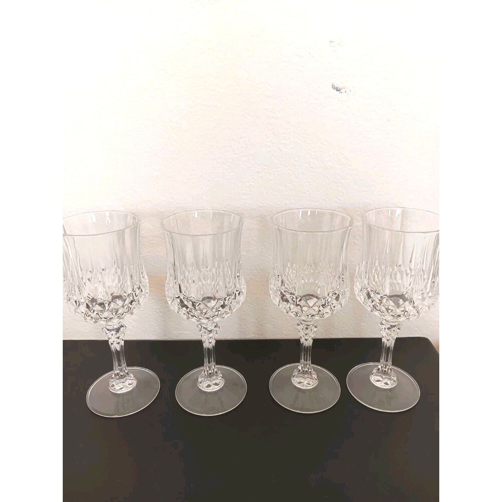 Cristal D'Arques Longchamp Water/Wine Goblets 7 1/2 oz 7 1/4" Tall  Set of 4